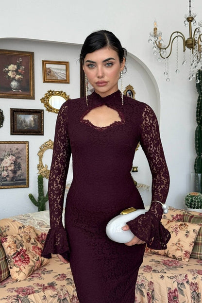 Keyhole Lace Maxi Dress