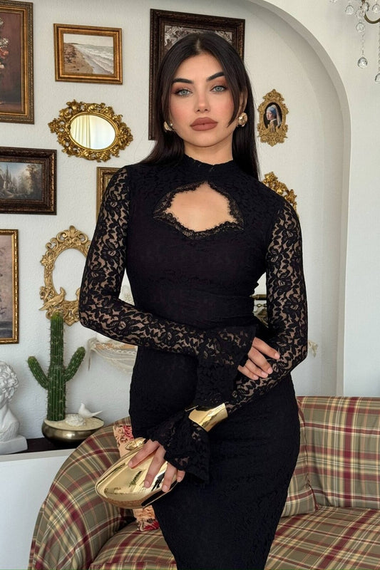 Keyhole Lace Maxi Dress