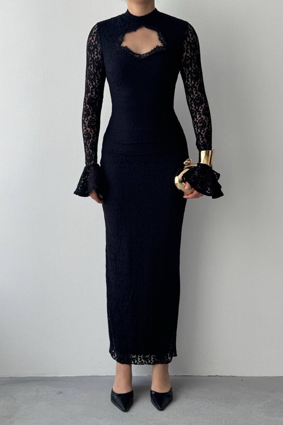 Keyhole Lace Maxi Dress