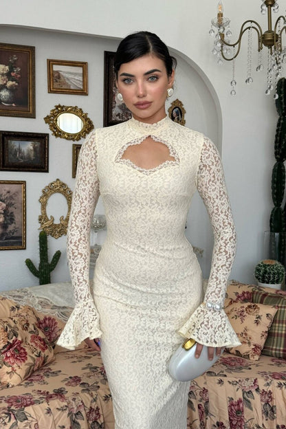 Keyhole Lace Maxi Dress